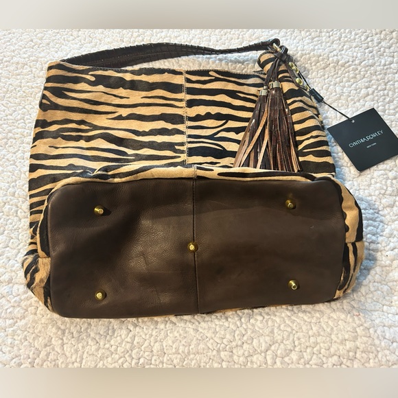 Cynthia Rowley Authentic NWT Pony Hair Animal Print w/ Leather Trim Shoulder Bag - Picture 3 of 11